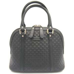 GUCCI Micro GG Handbag/Shoulder Bag 449654 486628 Shima Leather Black